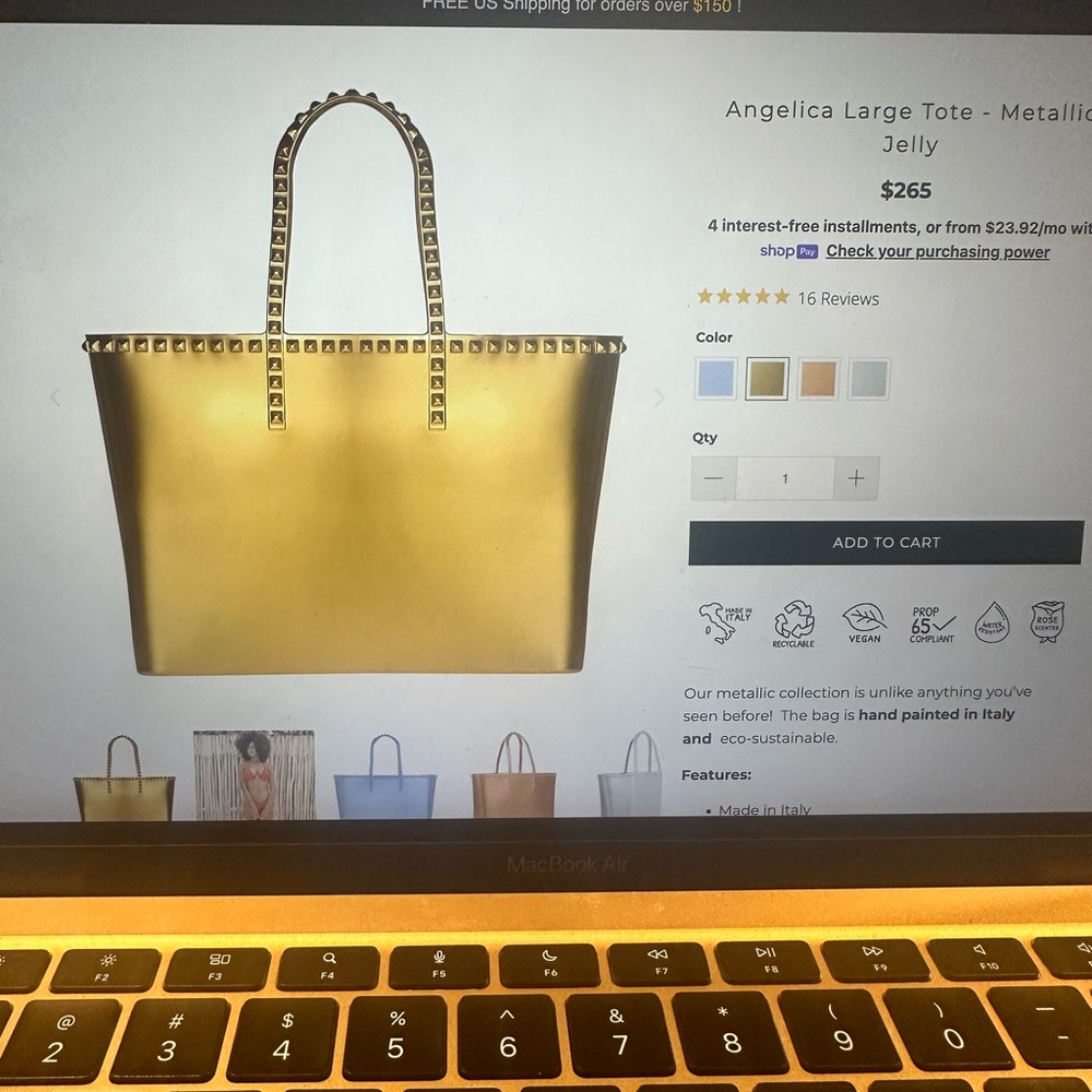 Angelica Large Tote - Metallic Gold Jelly